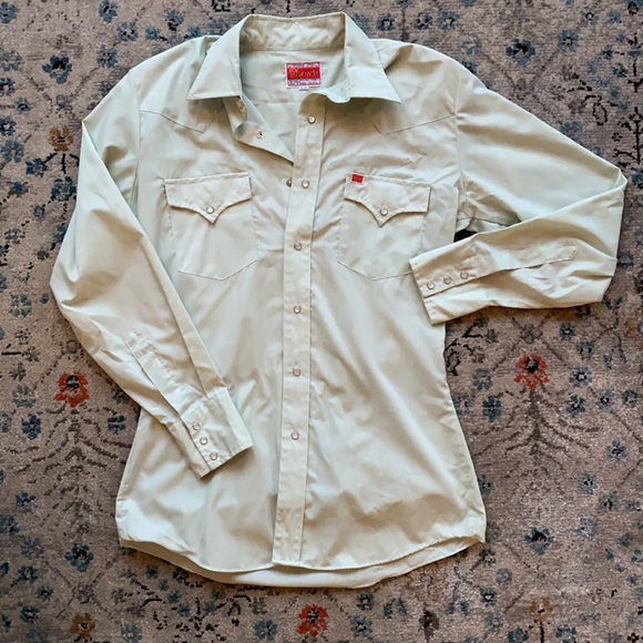 Sea-foam green vintage Ely western long sleeve - Picture 3 of 5